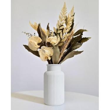 Imagem de Arranjo De Flores Secas Decorativo Vaso Garrafa Listras