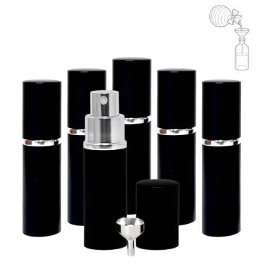 Imagem de YOUZEY Atomizadores de perfume com 6 funis – pulverizador atomizador recarregável para perfume e colônia – seguro para viagens aéreas – pacote com 6 – preto