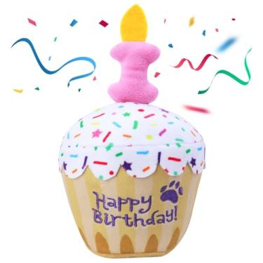 Imagem de MRSOHRET Brinquedo de aniversário para cães, bolo de aniversário de pelúcia para presentes de filhotes