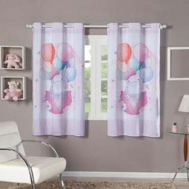Imagem de Cortina Infantil Estampada, 200 x 150 cm, Poliéster, Decorativa para Quarto, Sala ou Escola (HIPOPOTAMO BALAO)