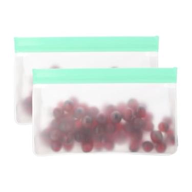 Imagem de PATIKIL Saco reutilizável para freezer de 15 x 5 x 10,4 cm, 2 sacos de armazenamento de alimentos à prova de vazamento, lanche, vegetais, frutas, gelo, para frescor de longa duração, verde