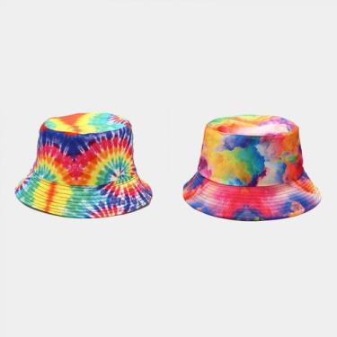 Imagem de Bucket Hat Tie Dye Reversible Fisherman Summer Beach Sun Ha - HUOGUO