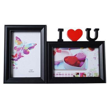 Imagem de Porta Retrato Para 2 Fotos 10X15 Preto I Love You Pf-1033Po