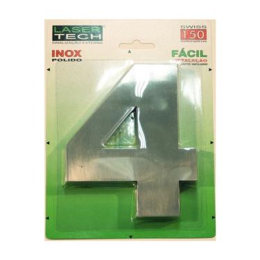 Imagem de Números Inox  algarismos  - Para Fachadas - 15cm -  Nº 4 