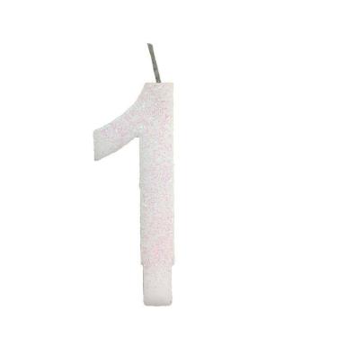 Imagem de Vela De Aniversário 1 Branca Glitter