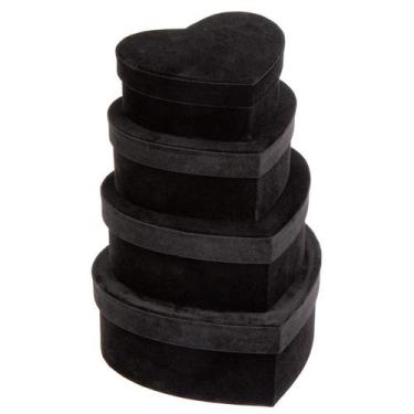 Imagem de Caixas de presente GNFlus Black Heart Shaped Velvet, pacote com 4
