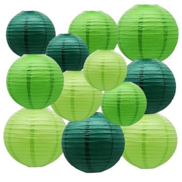 Imagem de Lanternas de papel XIKSXITN verdes para festa de aniversário de casame