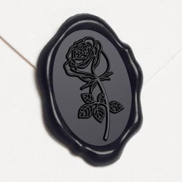 Imagem de Adesivos UNIQOOO Wax Seal, rosa oval, pretos, 50 unidades, 3,3 x 2,3 c