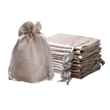 Imagem de Sacos de presente QIANF, 20 peças de champanhe, organza, 10 x 15 cm, c