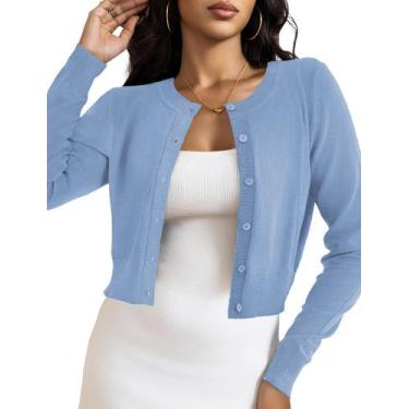 Imagem de Suéter LETDIOSTO Cropped Cardigan Bolero Azul Claro