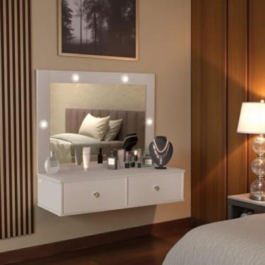 Imagem de Genérico, Penteadeira Com Espelho e Luz Estilo Suspenso 2 Gavetas Isis (Mani)