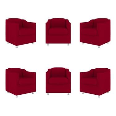 Imagem de Kit 06 Poltronas Tilla Consultório Recepção Sala Suede Balaqui Decor Cor:vermelho