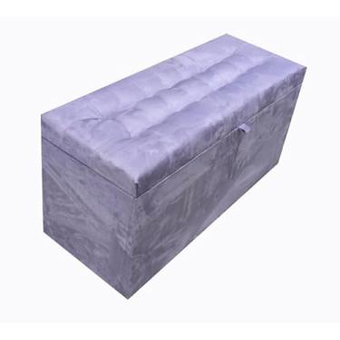 Imagem de Puff Baú Organizador 1 Metro - Banco com Armazenamento para Quarto, Suporta 180kg, Tecido Suede, Pronto para Usar(Lilás Em Corino,Pés em PVC)