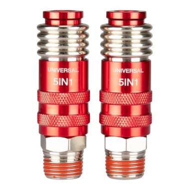 Imagem de Acoplador de conexão industrial rápida universal 5 em 1 Conexões de mangueira de ar NPT de 1/2 polegada NPT 5 em 1 encaixe de acessórios de compressor de ar de conexão rápida (2 peças)