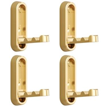 Imagem de Vortihive Pacote com 4 ganchos de parede dobráveis, resistentes de liga de zinco, ganchos dobráveis para banheiro, armário - pendurar, chave, mochila, toalha, roupas, chapéu (ouro)