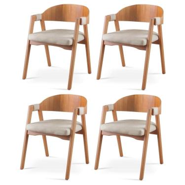 Imagem de Kit 4 Cadeiras para Sala de Jantar Luna Bege/Cinamomo