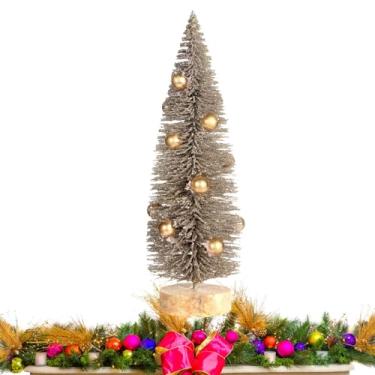 Imagem de Árvore de Natal de mesa,Árvore de Natal de mesa - Pinheiro de Natal para tampo de mesa | Árvore de Natal em miniatura com base de, árvore de Natal de mesa artificial com enfeites de bola de Natal