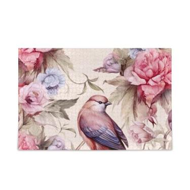 Imagem de WELLDAY Quebra-cabeça jardim pássaros 500 peças grande arte de jogo de quebra-cabeça para adultos adolescentes