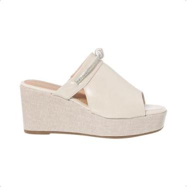 Imagem de Sandália Anabela Plataforma Espadrille Salto Alto Strass Brilho Rafia 