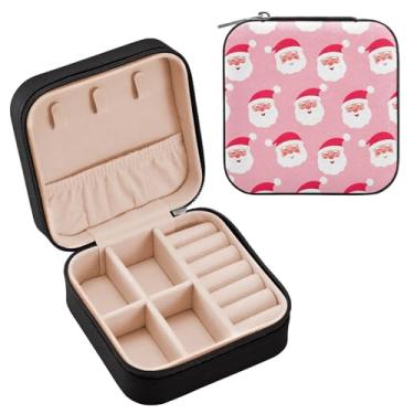 Imagem de Wassud Estojo de joias de viagem de Papai Noel feliz para mulheres, meninas, senhoras, noiva, mini organizador de joias, mini organizador de joias, quadrado para brincos, anéis, colar e pulseiras