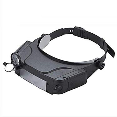 Imagem de uhyOHF Lupa, lupa de fone de ouvido iluminada, 1,5X, 3X, 6,5X, 8X com 2 luzes de LED, lupa sem cabeça, para eletrônicos, artesanato, joias, circuito, reparo de relógio (
