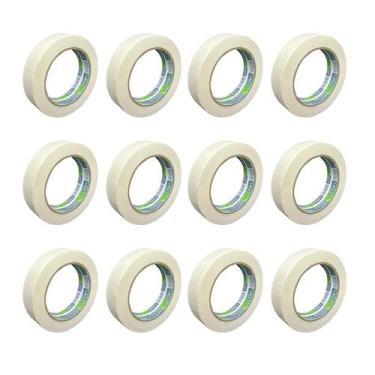 Imagem de Kit 12 Fita Crepe Branca 24mmx50m Atlas Multiuso Média Pintura Artesan