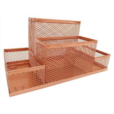 Imagem de Kit Organizador Porta Caneta Porta Treco Rose Gold com 4 Partes para E