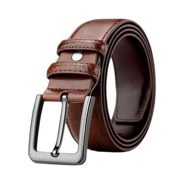 Imagem de Cinto Masculino De Couro PU Com Fivela De Liga 38cm Clássico Preto Mar