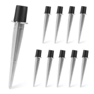 Imagem de 10 peças de estacas de substituição de luz solar, 13,5 x 2,1 cm, peças de luz solar prateada, liga de alumínio, estacas de substituição de metal, luzes de espigão para lâmpadas de paisagem, jardim