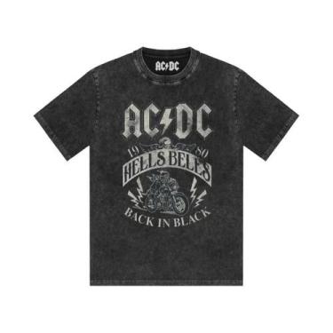 Imagem de Camiseta Masculina Estampada AC/DC Band, Lavada, Retro, Manga Curta, C