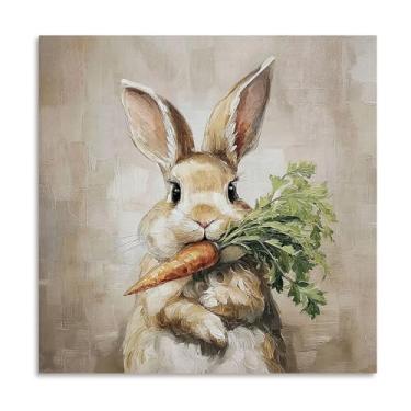 Imagem de Kunstorner Decoração de parede de coelhinho da páscoa decoração de parede de coelho fofo para sala de estar quarto escritório 13,5 x 13,5 cm