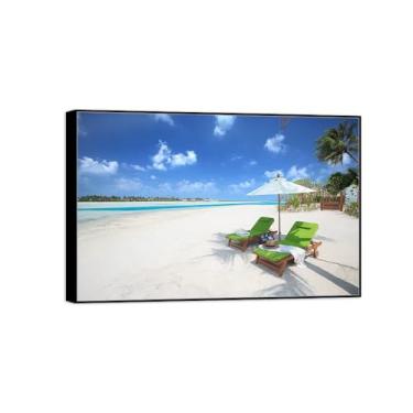 Imagem de Quadro preto arte de parede paisagem impressões em tela - praia nuvens céu decoração pintura quadros para quarto 60x90cm24x35in