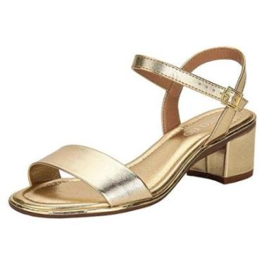 Imagem de Sandália Beira Rio Salto Bloco Baixo Dourada Confortável-Feminino