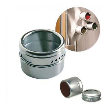 Imagem de Porta Condimento Tempero Inox Magnético Imã Geladeira