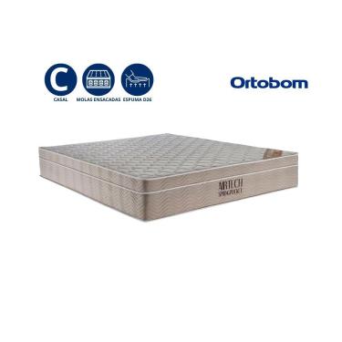 Imagem de Cama Box Baú Casal Sintético + Colchão Molas Ensacadas Ortobom Airtech Springpocket 138x188x67 Preto