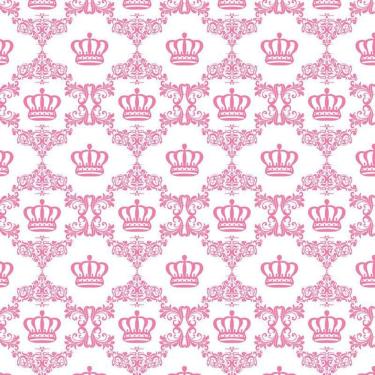 Imagem de Papel De Parede Coroa Rosa Fundo Branco Infantil Autocolante