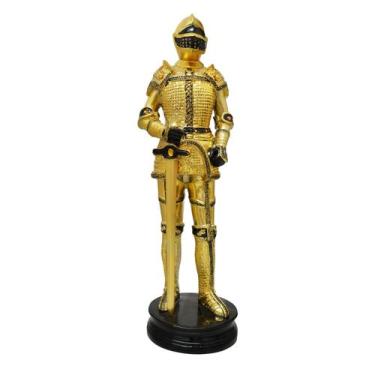 Imagem de Estatueta Cavaleiro Medieval Dourado com Espada Decorativo 35 cm - Imp
