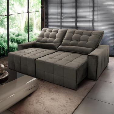 Imagem de Sofá Retrátil Reclinável Alaska 3,00m Suede Velut Tabaco Molas No Assento - King House