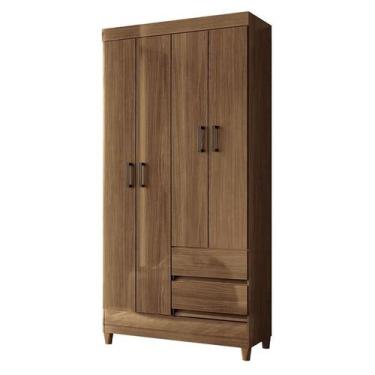 Imagem de Guarda Roupa Solteiro 4 Portas com Pés Fit Jequitibá Acetinado - Santo