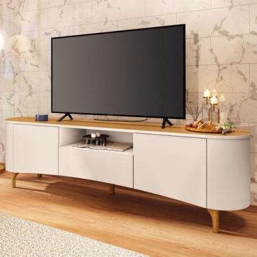 Imagem de Rack Bancada Tv 80 Pol 201cm Desing Orgânico Elara Off/Cinamomo - Hb M