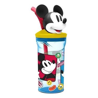 Imagem de Copo Infantil 360ml Mickey Modelo 3D Tampa Canudo Exclusivo - - Yangzi