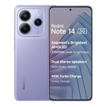 Imagem de Smartphone 5G RedmiNote 14  8GB RAM 256GB  Tela AMOLED 120 Hz Lavender