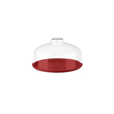 Imagem de Porta Queijo Minas Em Plástico Vermelho/Transparente 14,5X8,6cm - Coza
