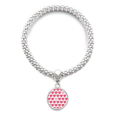 Imagem de Pulseira de prata com pingente de coração rosa e vermelho para Dia dos Namorados