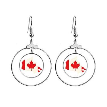 Imagem de Brincos com símbolo de folha de bordo vermelho bandeira do Canadá pendente joia círculo gota