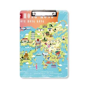 Imagem de I Love Hong Kong Mapa China Localização Prancheta Pasta, Bloco de Escrita Placa de Apoio A4
