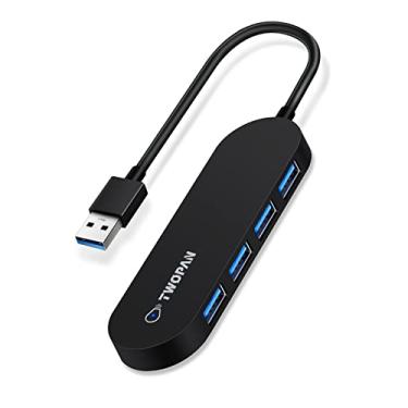 Imagem de TWOPAN Hub de dados ultrafino com 4 portas USB 3.0 para MacBook Pro/Air, iMac, Surface Pro, Chromebook, XPS, mouse, teclados, pen drives