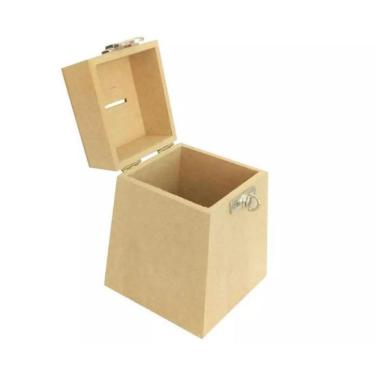 Imagem de Urna cofre p em mdf com fecho para cadeado 11x11x15 cm
