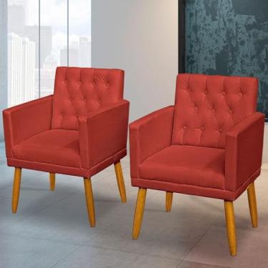 Imagem de Kit 2 Poltronas Estofadas Confortável Sofisticada Sala Luxo MOBLAN decor (VERMELHO)