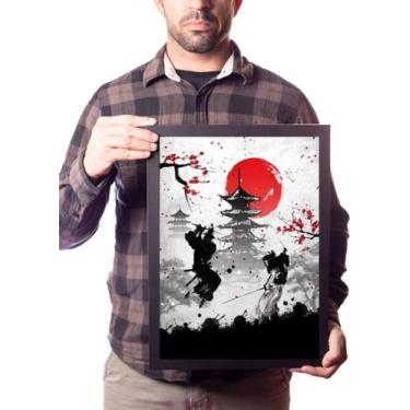 Imagem de Quadro Arte Samurai Batalha Ronin Musashi Sol Vermelho - Fanarte